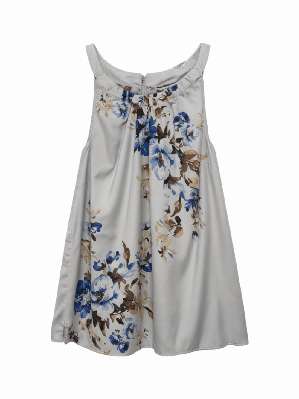 White House Black Market Gray Blue Women's Floral Halter Top L